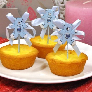 BABY SHOWER CUPCAKE TOPPER - BLUE BEAR (12 pcs.)