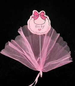 Fabric Decorative Pick - Baby Pink (12 pcs)