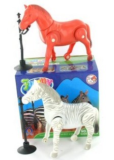 TOY HORSE & ZEBRA STABLE IN BOX