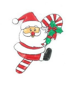 Decorative Sign - Santa Claus on Candy Cane (6 pcs.)