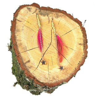 Ibiza Feather Earrings Pink/Green (1 pc)