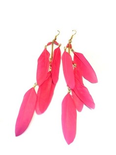 Ibiza Style Pink Feather Earrings (1 pc)