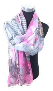 Ibiza Look Scarf Pink/Grey Butterfly (1 pc)