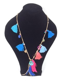 Ibiza Style Necklace with Tassels and Peace Signs (1 pc)