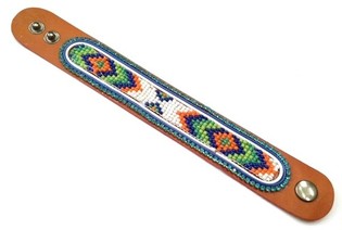 Leather Aztec Bracelet with Light Blue Strass (1 pc)
