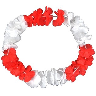 Hawaii Flower Leis Red/White (50 pcs.)