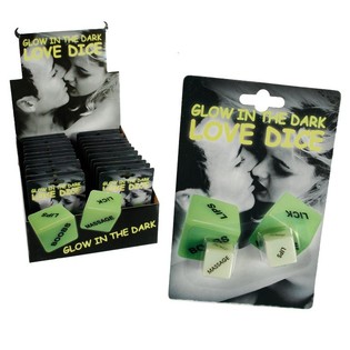 GLOW IN THE DARK SEX DICE IN DISPLAY (24st).