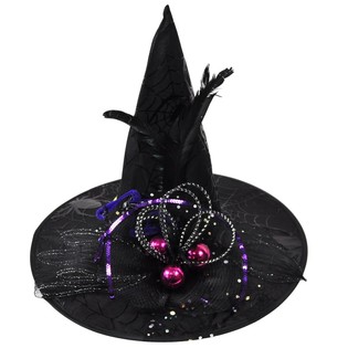 LUXURY WITCH HAT WITH FRILLS AND FEATHERS (6 pcs.)