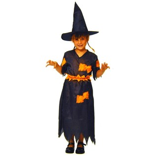 WITCH DRESS ORANGE / BLACK CHILDREN - SIZE 110