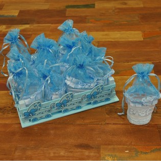 Decorative Crate with 12 Gift Boxes - Blue