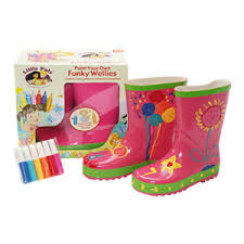 Funky Wellies - Color Your Own Rain Boots - Pink / Size: 28