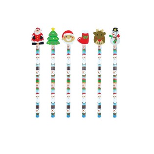 CHRISTMAS PENCIL WITH CHRISTMAS FIGURE GUM (24pcs)