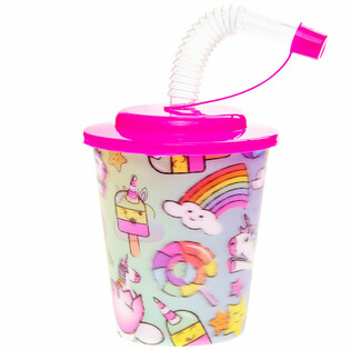 UNICORN DRINKING / ICE CREAM CUP WITH STRAW (12pcs)