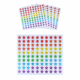 FUN STICKERS - COLORFUL STARS - 100 STICKERS PER SHEET (5 pcs)