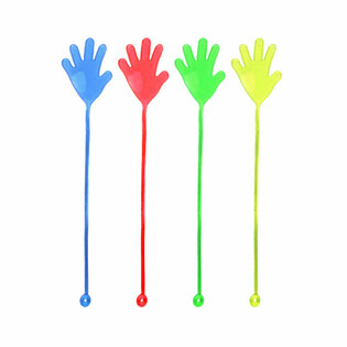 STICKY HAND ON STRING - MIXED COLORS (12 pcs)
