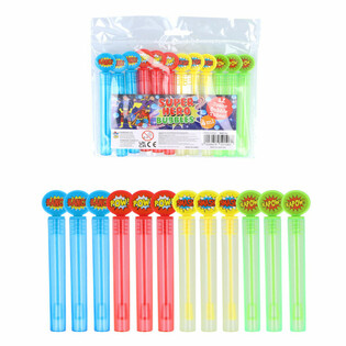 Colored Super Hero Bubble Wands (12 Pieces)