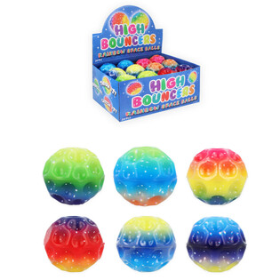 RAINBOW SPACE BOUNCY BALLS IN DISPLAY (24 pcs)