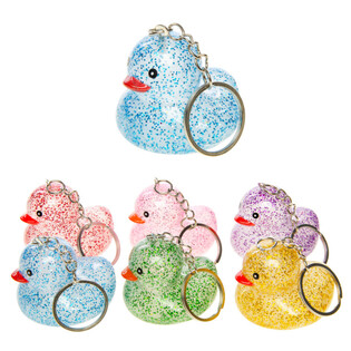 Glitter Duck Keyrings - Mixed Colors (12 pieces)