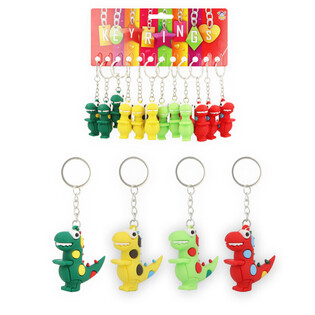 3D Dinosaur Keyrings - Assorted Colors (12 pcs)