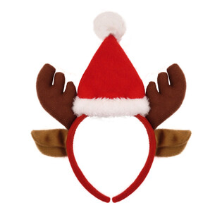 CHRISTMAS REINDEER HEADBAND WITH SANTA HAT (48 pcs)
