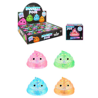 SQUEEZE POOP - WITH SUGAR GEL GLITTER FILLING - MIXED COLOURS - IN DISPLAY (12 pcs)
